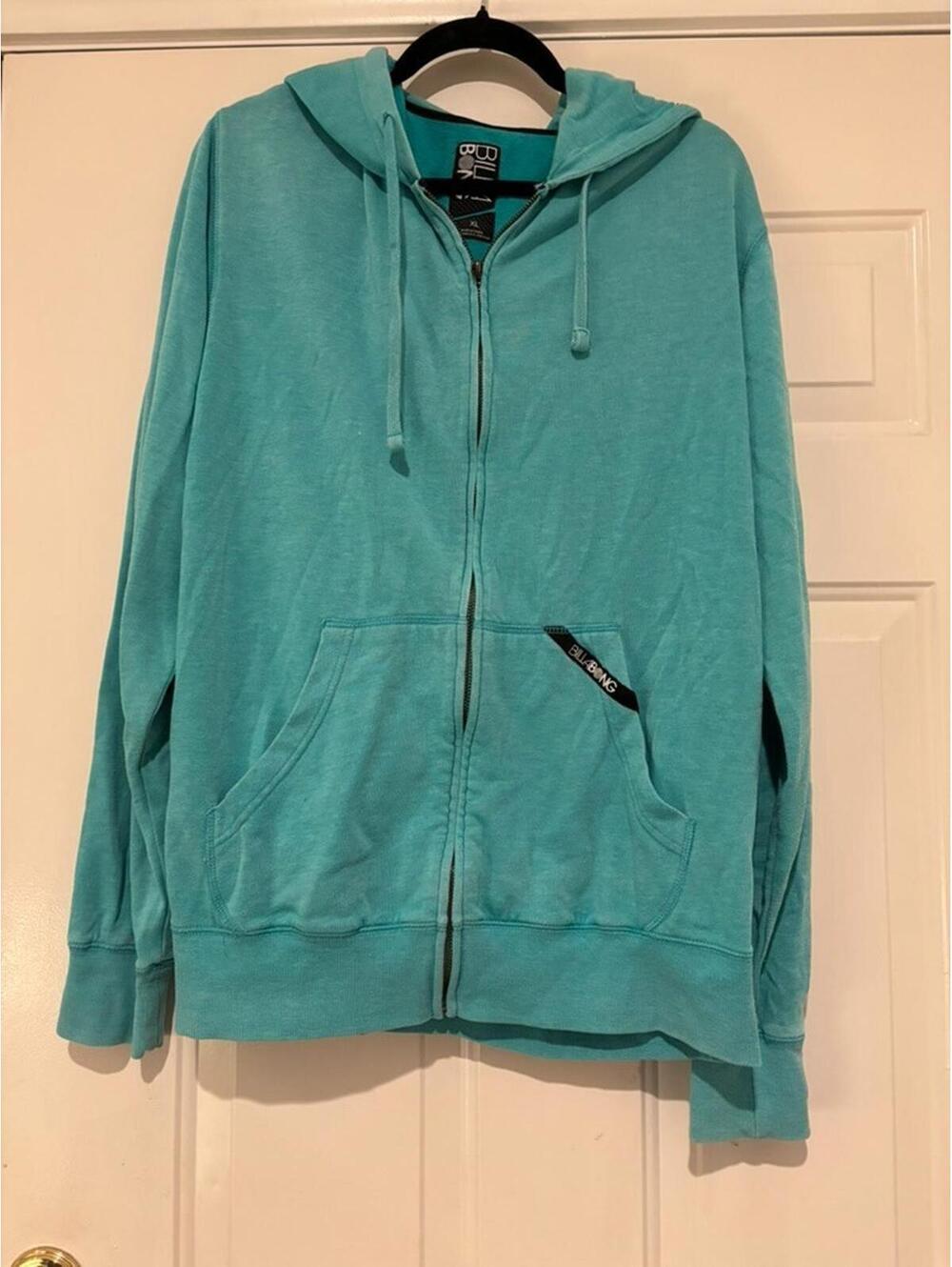 Vintage Billabong blue zip up hoodie with kangaroo pockets sz XL #1633